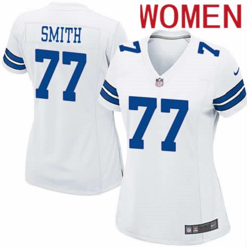 Women Dallas Cowboys #77 Tyron Smith Nike White Team Game NFL Jersey->women nfl jersey->Women Jersey